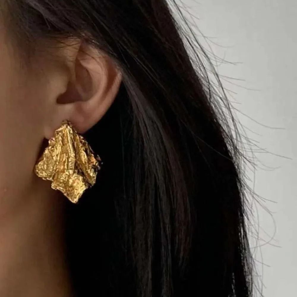 Gold Textured Earrings A941
